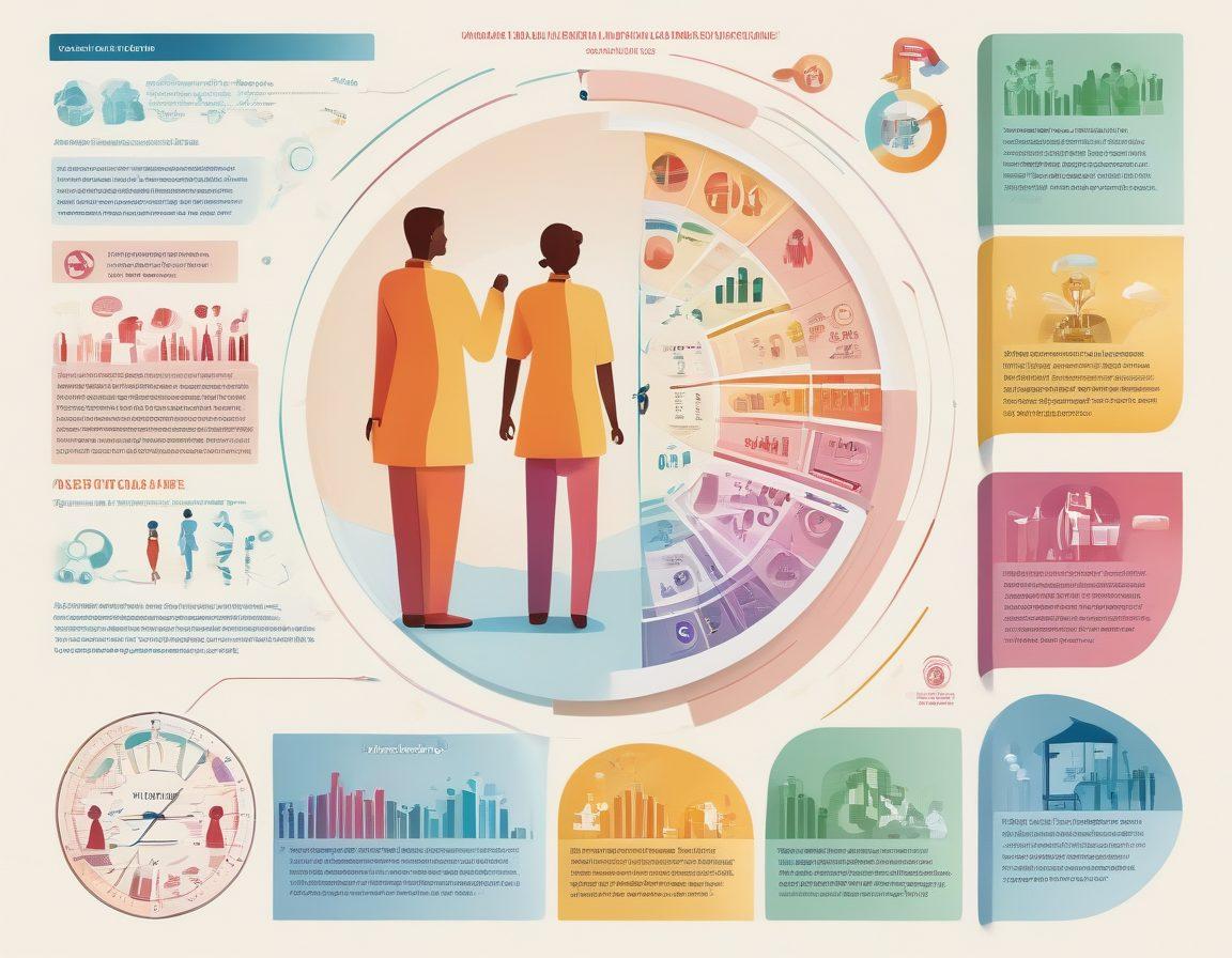 An in-depth infographic illustrating various health screening policy options, featuring illustrated charts and graphs with diverse people undergoing screenings. The background should depict a calm healthcare environment with a focus on efficiency and accessibility. Include elements like clocks to symbolize time-efficient processes and diverse demographics to represent inclusivity. vibrant colors. vector art.